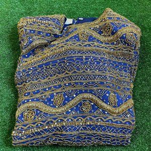 Moonlite Women’s Gold Ornate Beaded & Sequined Midi 80's Vintage Wedding Dress M